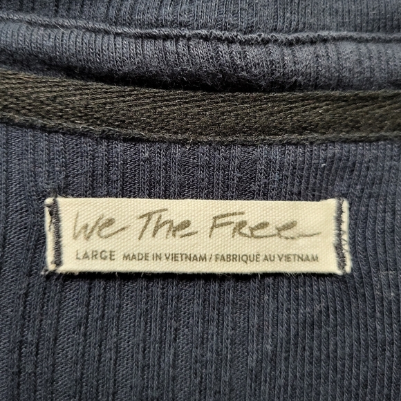 We The Free FP Annie Ribbed Collared Oversized Navy Blue Pullover Top Size Large - Picture 7 of 8